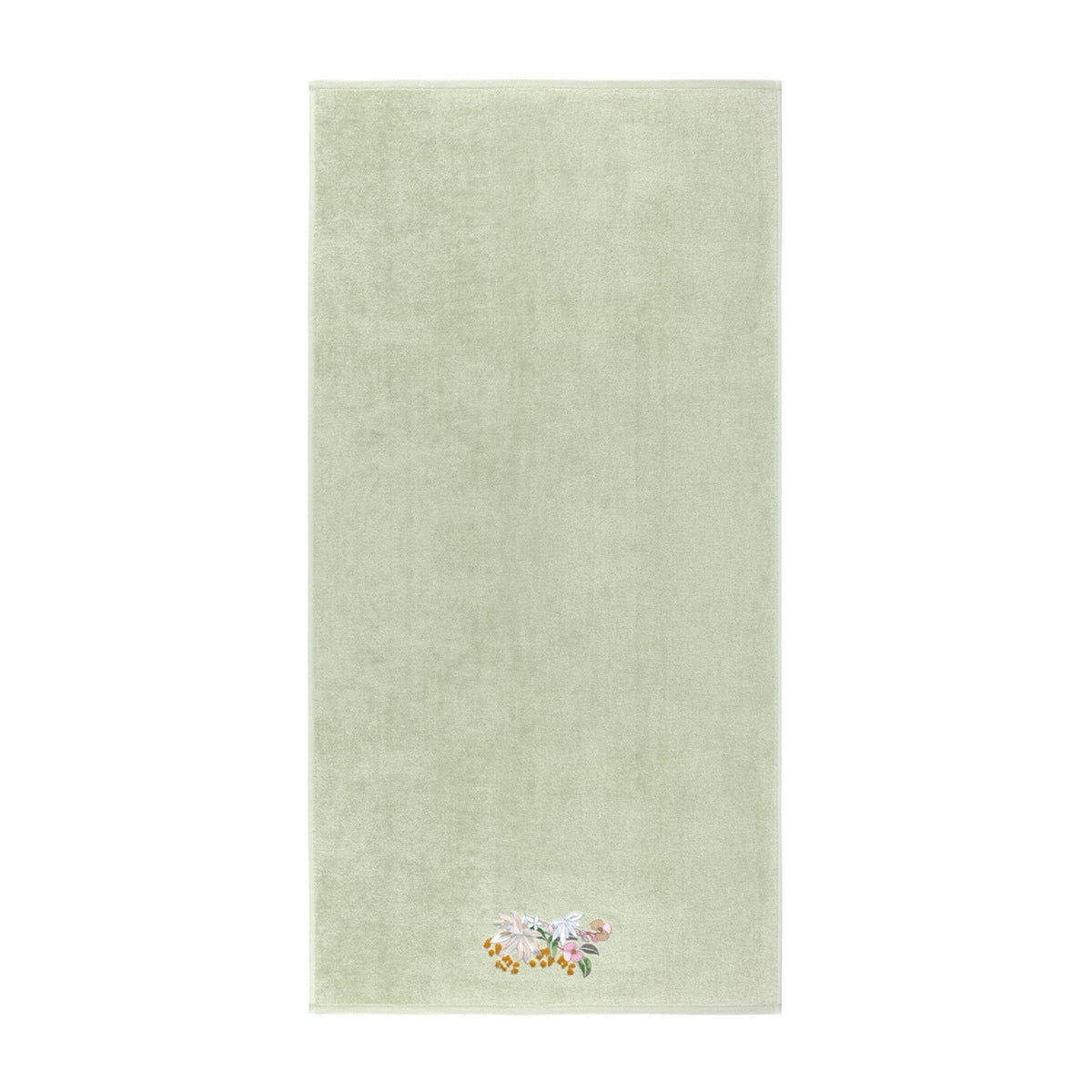 Light green bath towel from the Orchidée Bath Collection, crafted with terry weaving and floral embroidery.