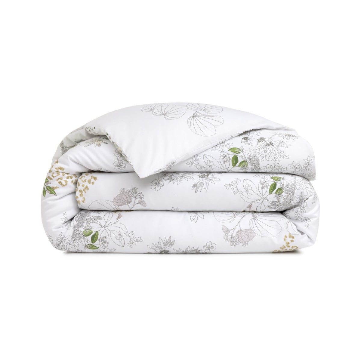A folded Duvet Cover from the Yves Delorme Orchidée Bed Collection