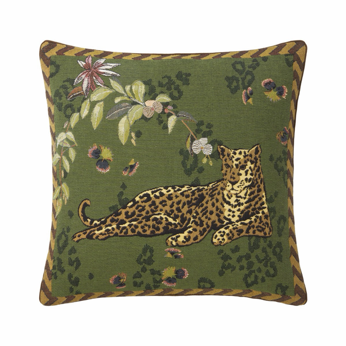 Kaki Yves Delorme Orchidia Decorative Pillow