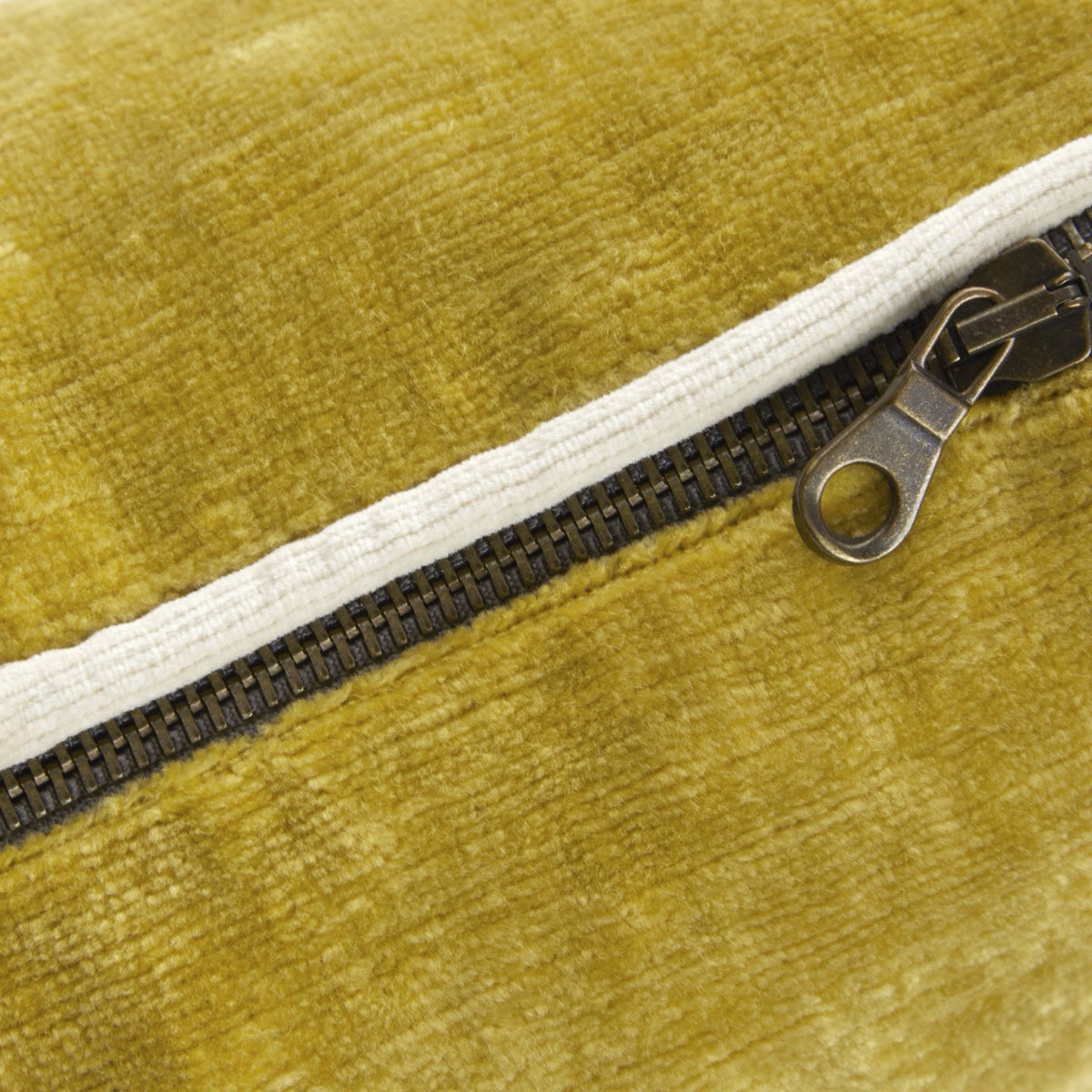 Zipper closeup of Yves Delorme Orpheo Decorative Pillow in Pollen color