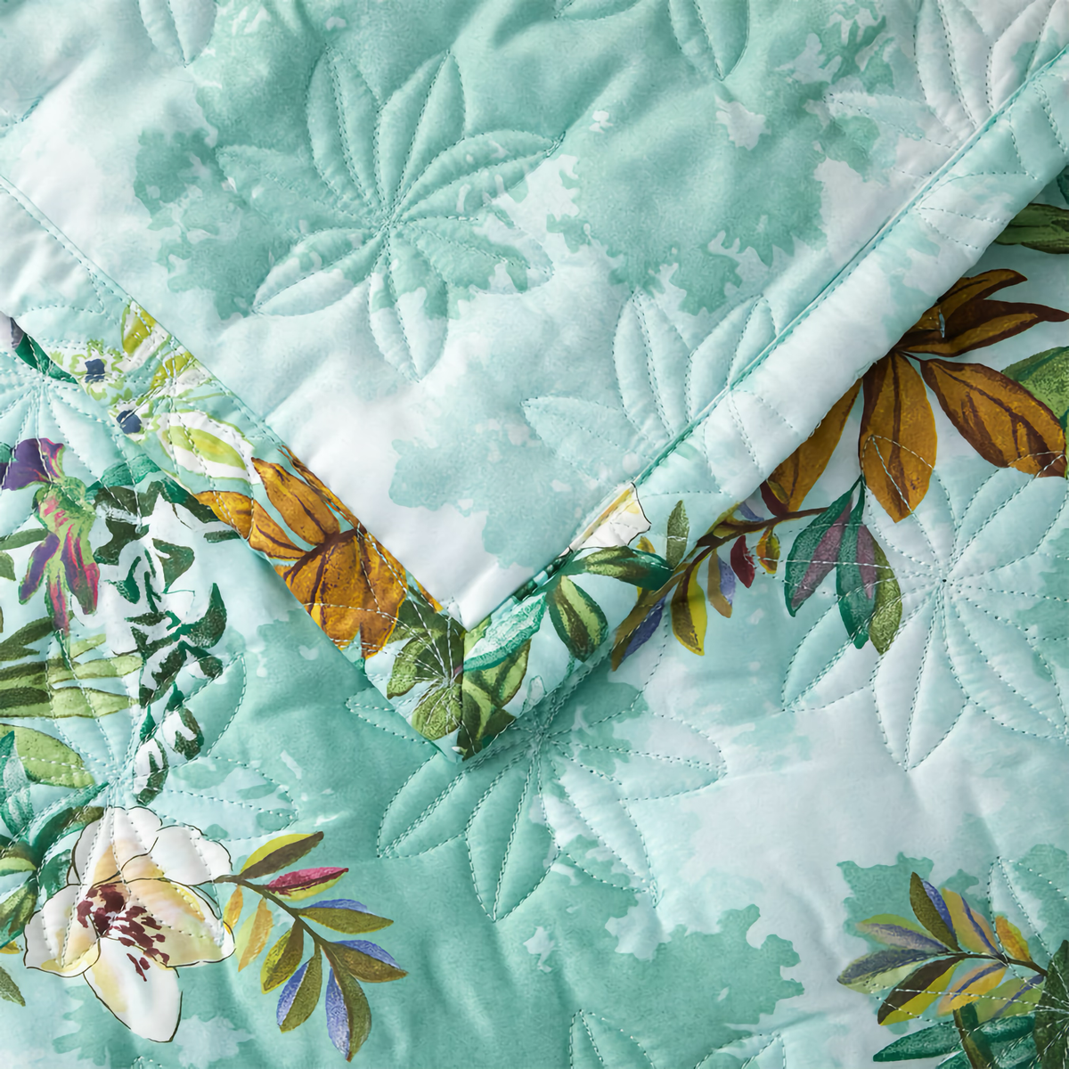 Folded Corner of Yves Delorme Panorama Quilted Coverlet