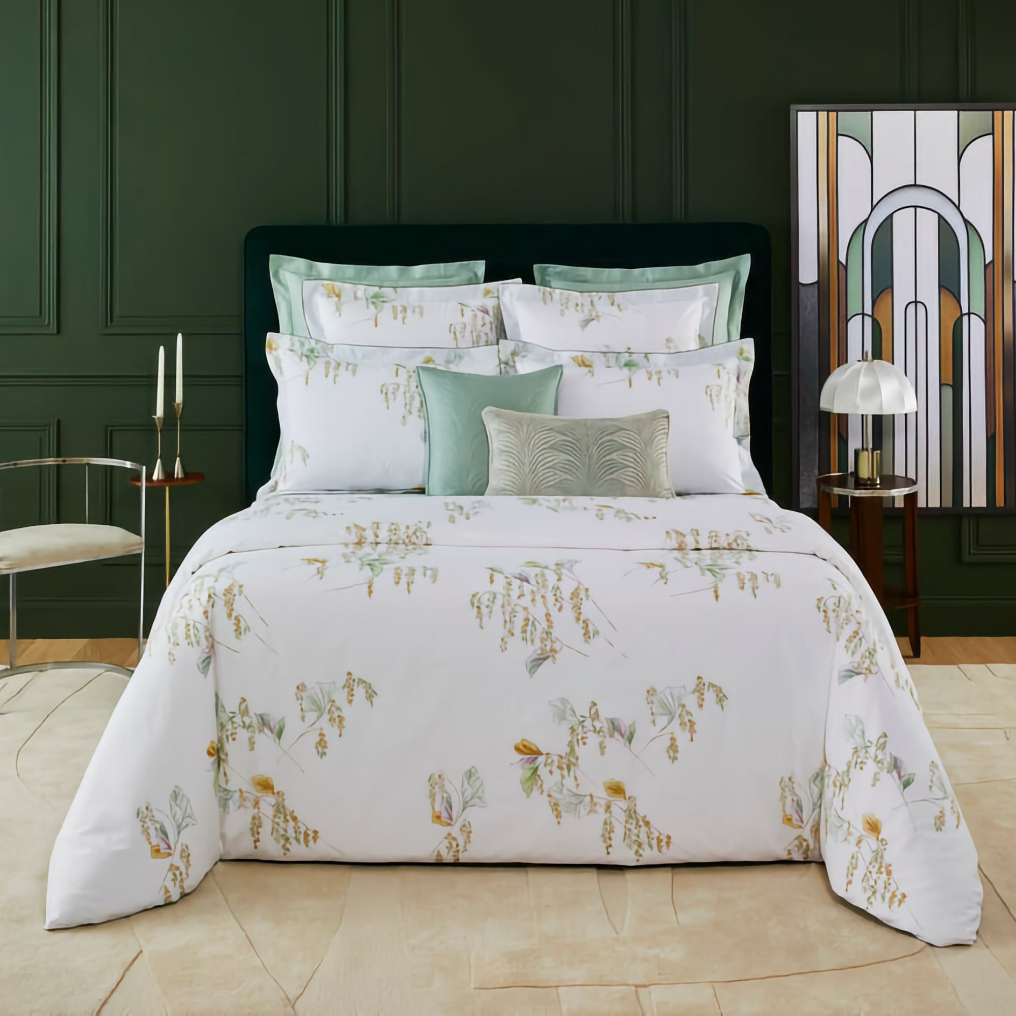 Bed in Yves Delorme Pollen Bedding