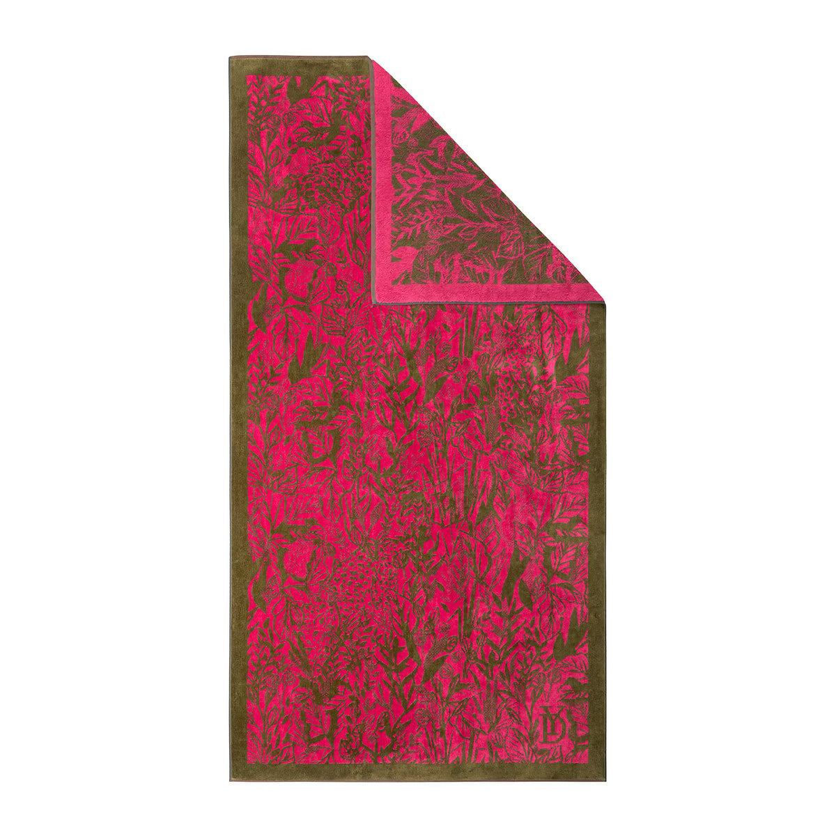 Folded Yves Delorme Sao Beach Towels in Fuchsia