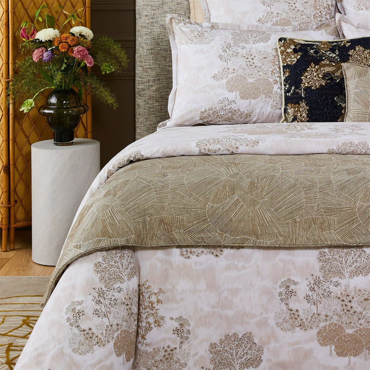 Yves Delorme Sequoia Bed Runner with Paysages Bed Collection