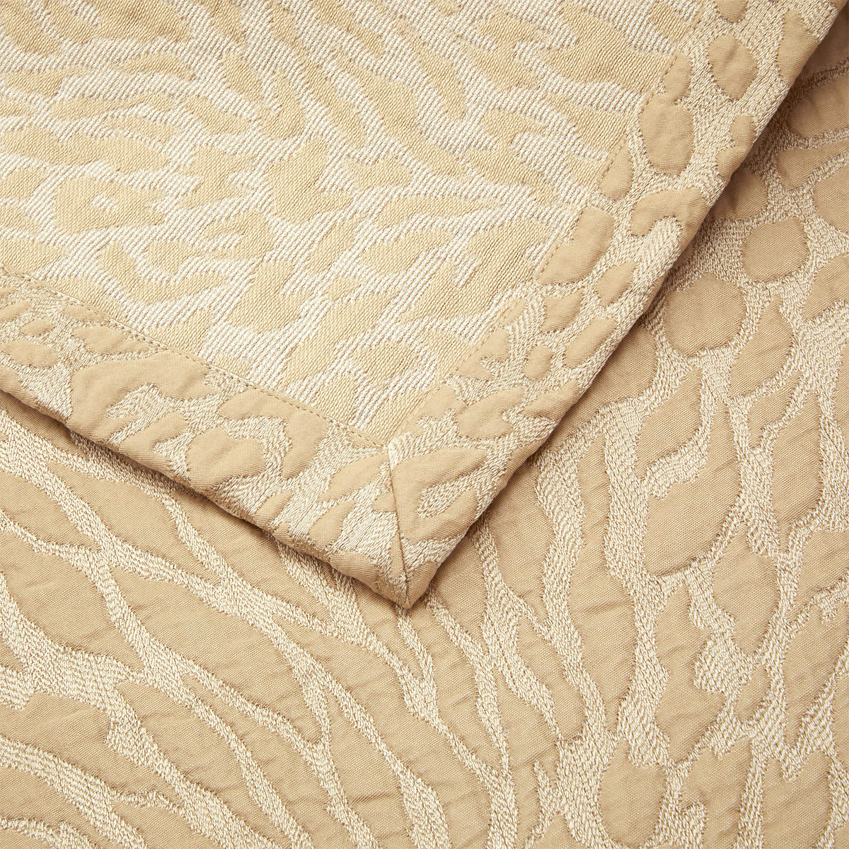 Closeup of Yves Delorme Souvenir Coverlet in Dune