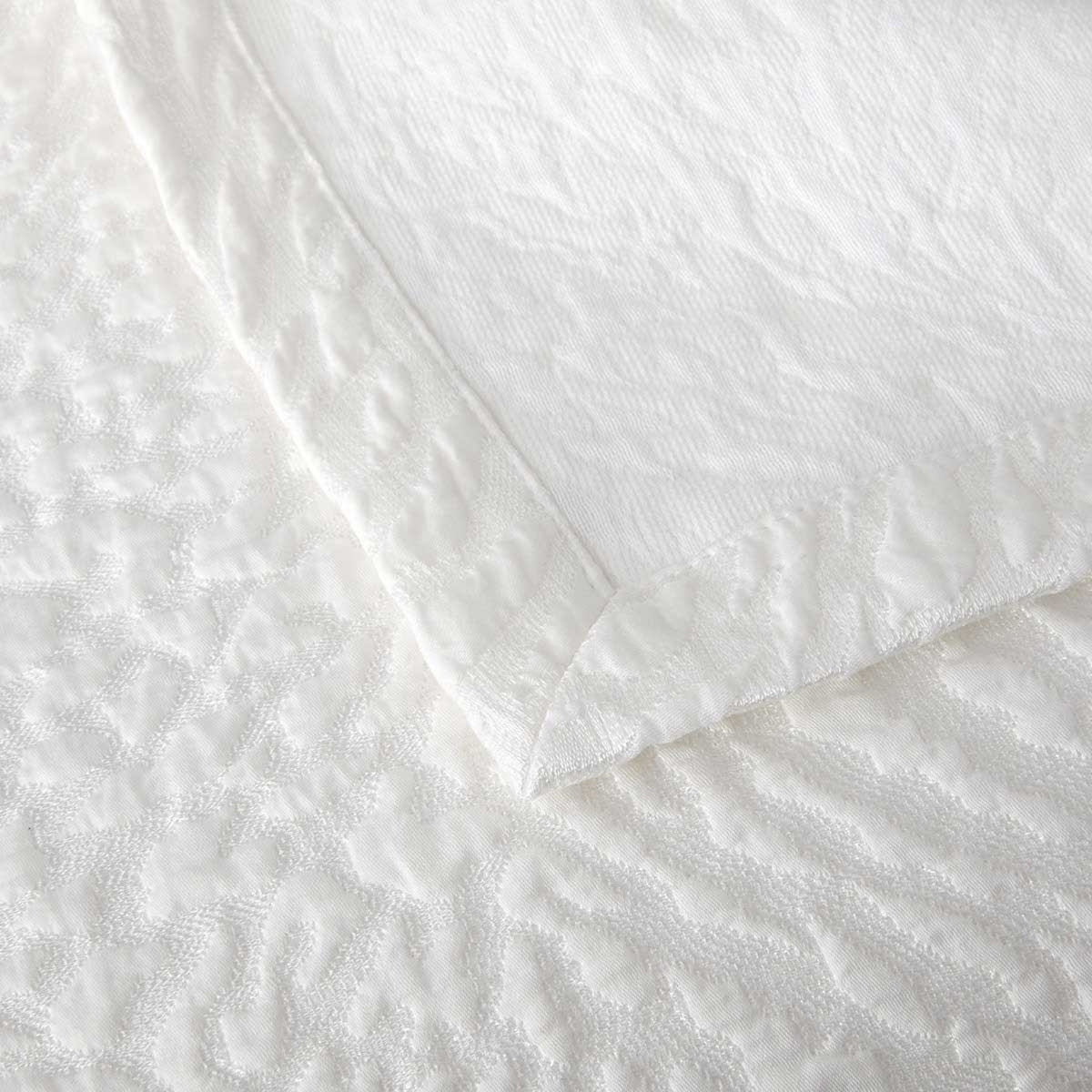 Close Up Shot of Yves Delorme Souvenir Coverlet in Color Blanc