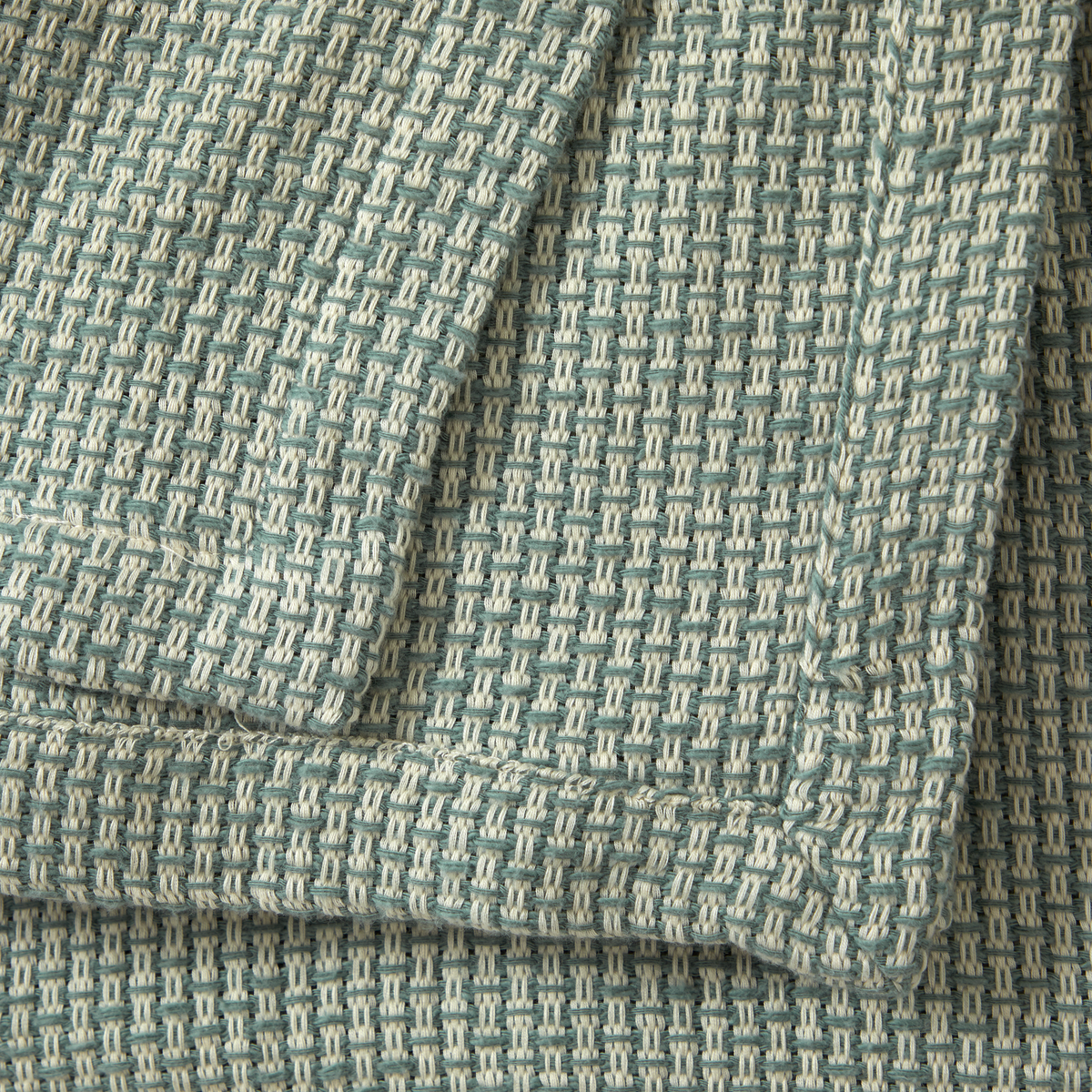 Close Up Shot of Yves Delorme Transat Throw in Color Celadon