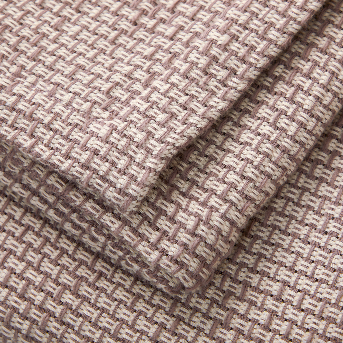 Close Up Shot of Yves Delorme Transat Throw in Color Taupe