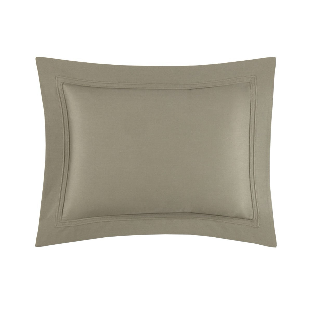 A Kaki Yves Delorme Triomphe boudoir sham, shown on a white background