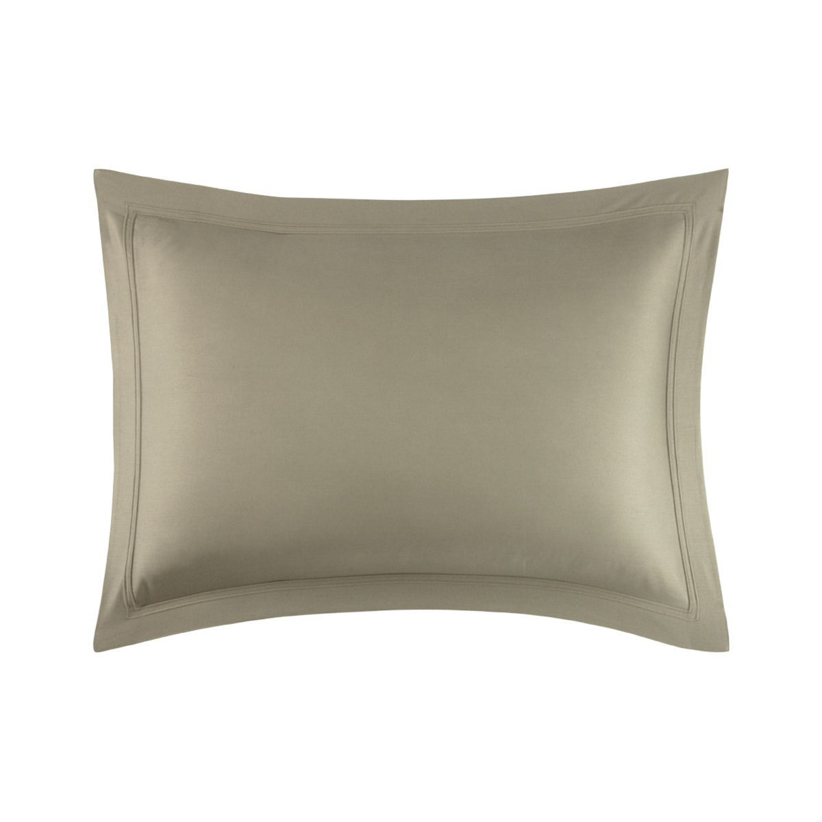 A Kaki Yves Delorme Triomphe sham, shown on a white background