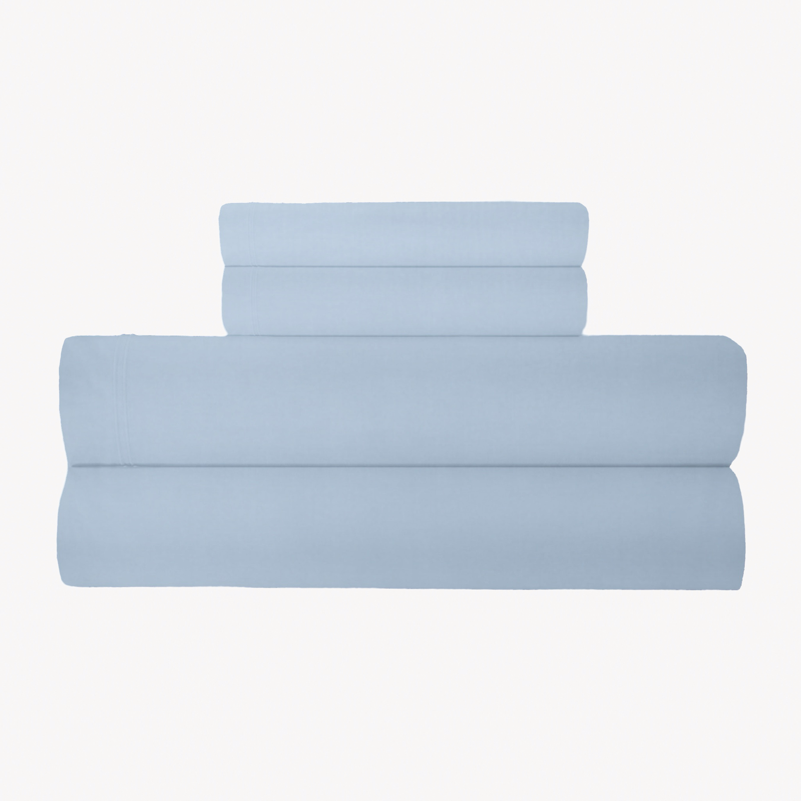 Stack of Yves Delorme Triomphe Sheet Sets in Celeste