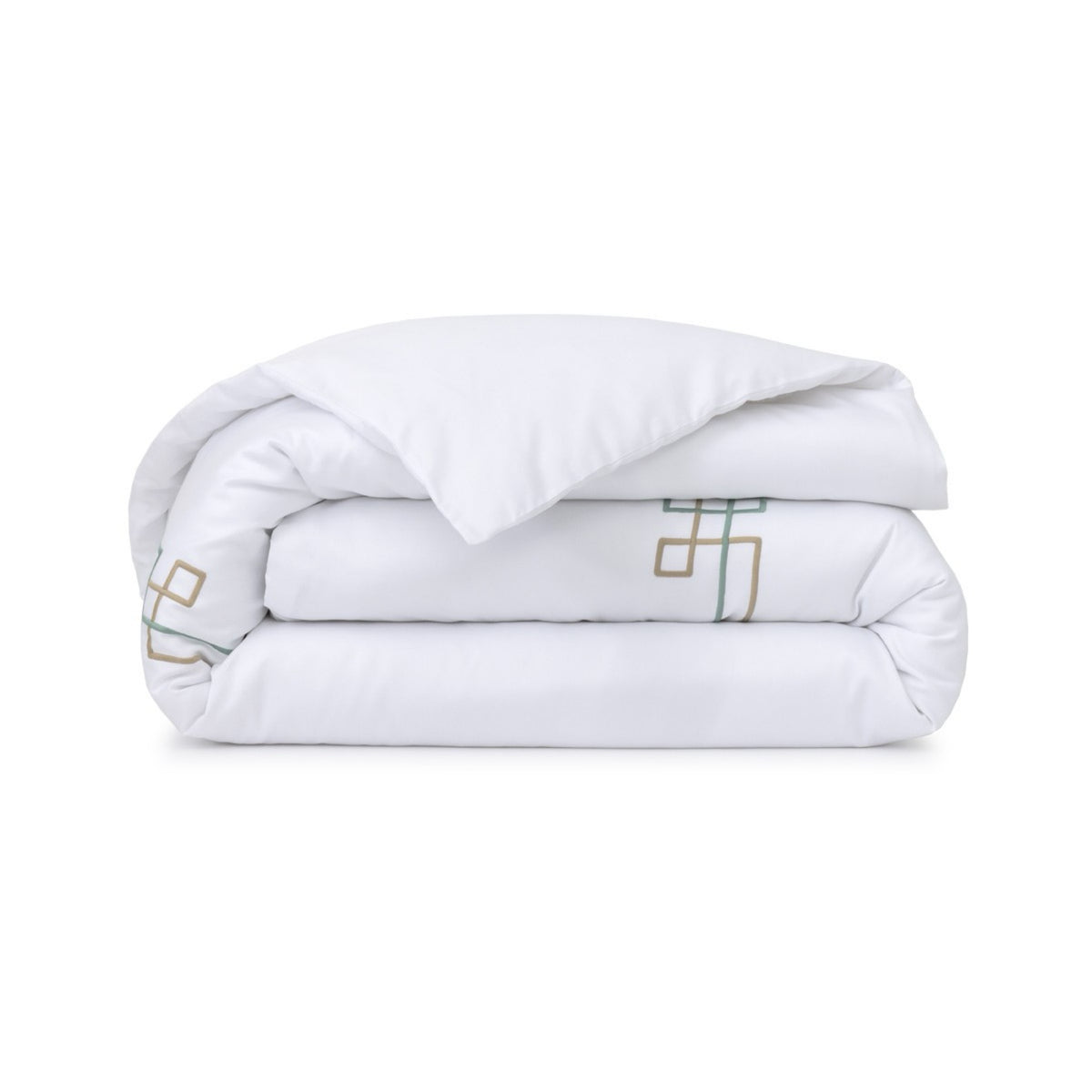 A white folded Duvet Cover from the Yves Delorme Villa Bedding