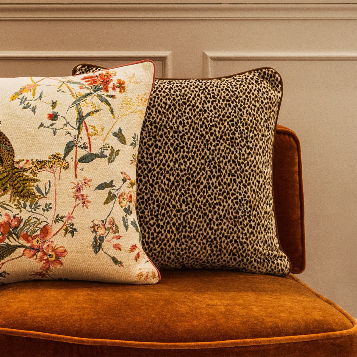 Nuit Yves Delorme Zenaide Decorative Pillows on a sofa