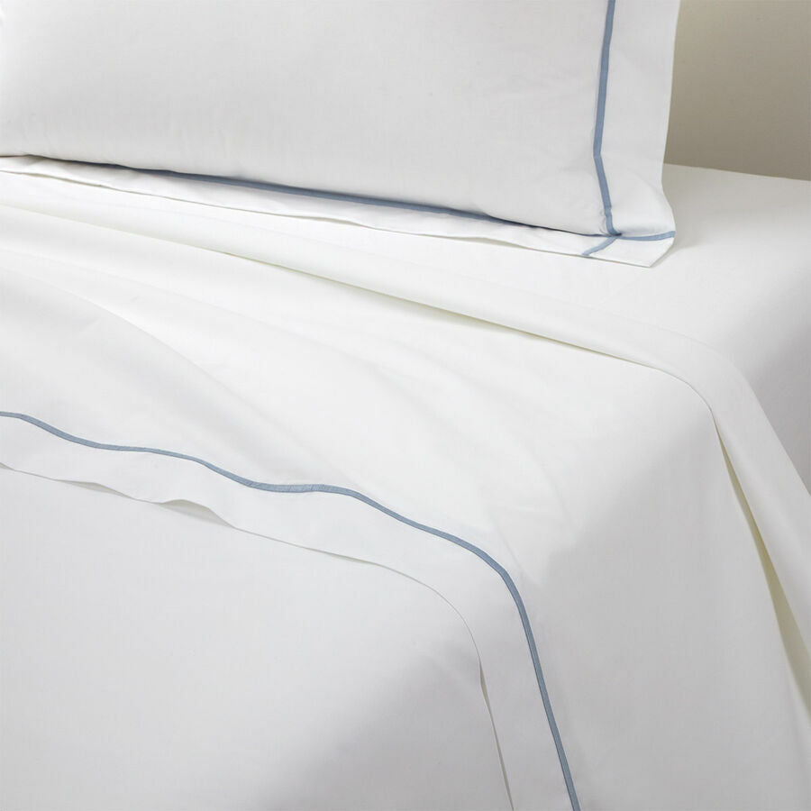 Yves Delorme Athena Flat Sheet and Sham in Celeste close up