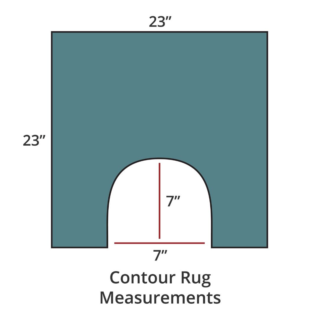 Atlantic contour rug, 23x23, with 7x7 cutout; luxury bath rug inspired by Habidecor Reversible Rug. Contour Rug Measurements.