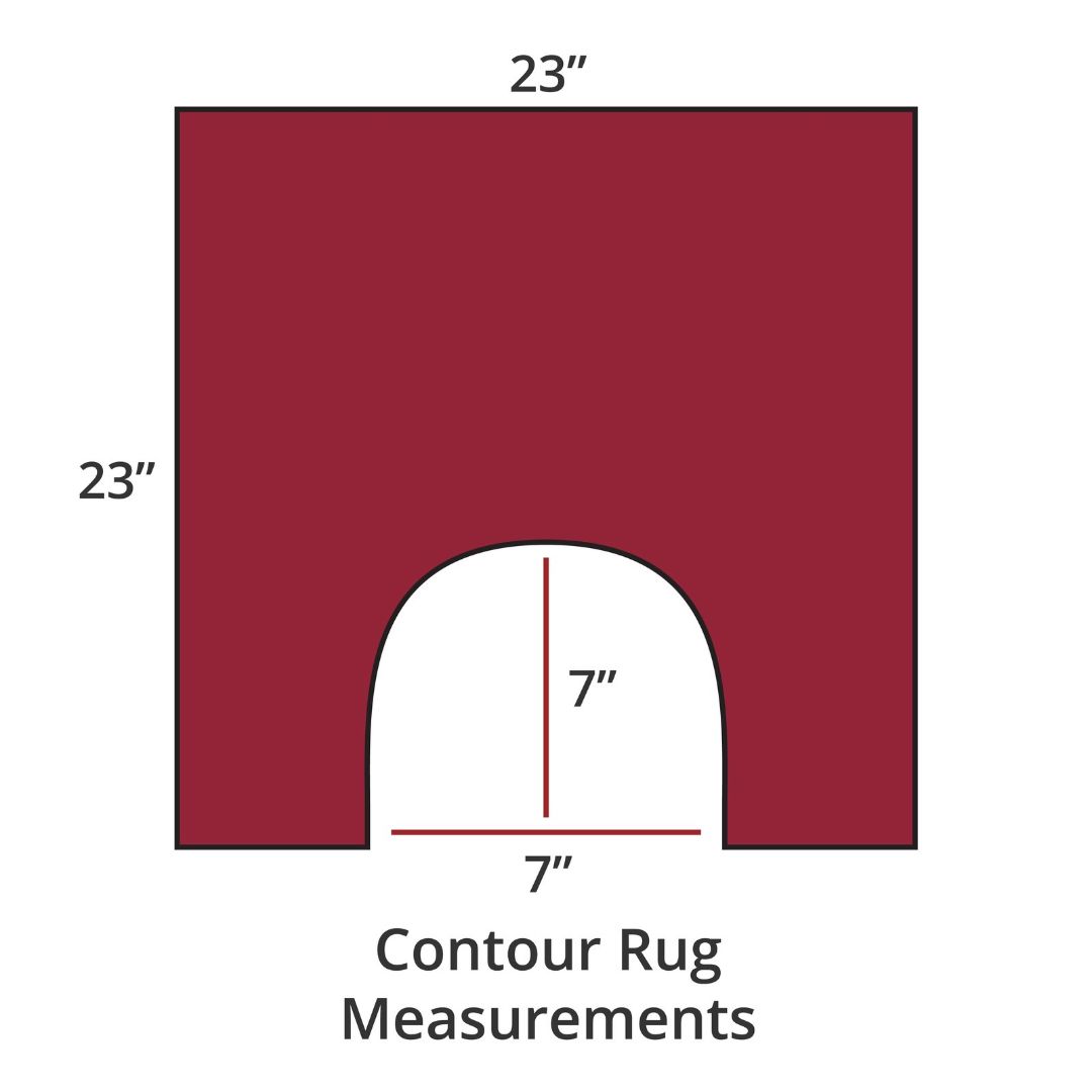 Canyon contour rug, 23x23, with 7x7 cutout; luxury bath rug inspired by Habidecor Reversible Rug. Contour Rug Measurements.