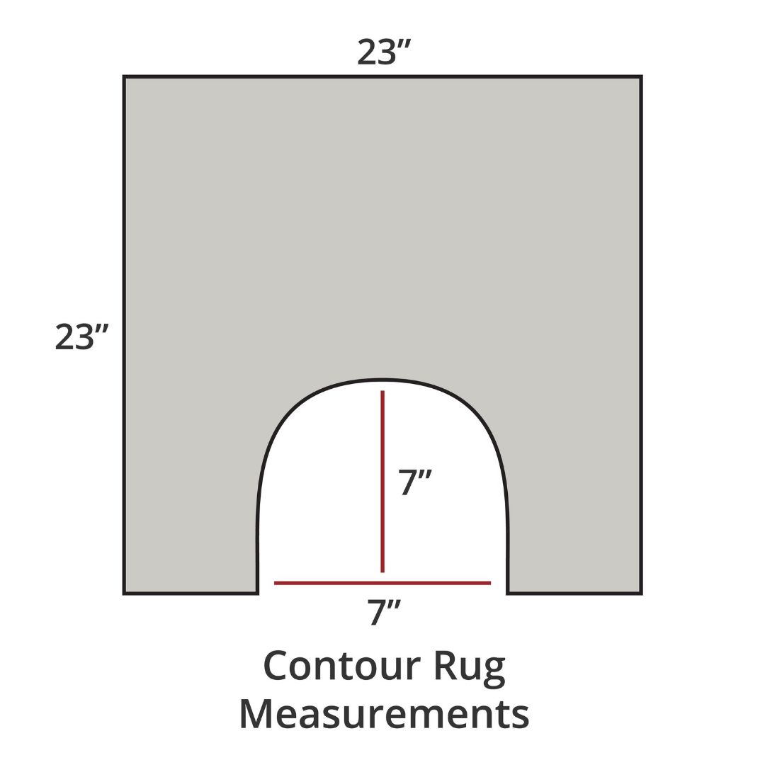 Cloud contour rug, 23x23, with 7x7 cutout; luxury bath rug inspired by Habidecor Reversible Rug. Contour Rug Measurements.