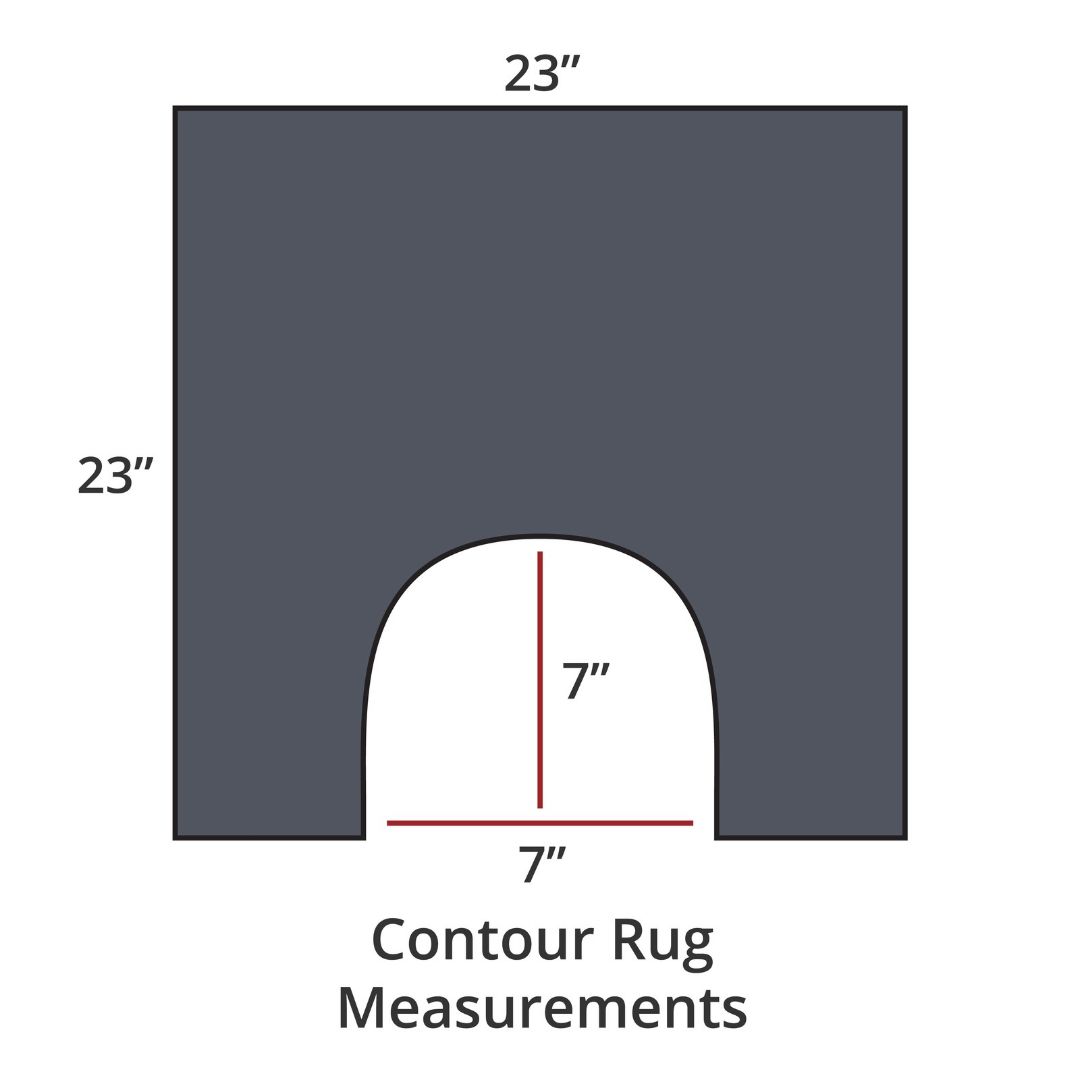Denim contour rug, 23x23, with 7x7 cutout; luxury bath rug inspired by Habidecor Reversible Rug. Contour Rug Measurements.