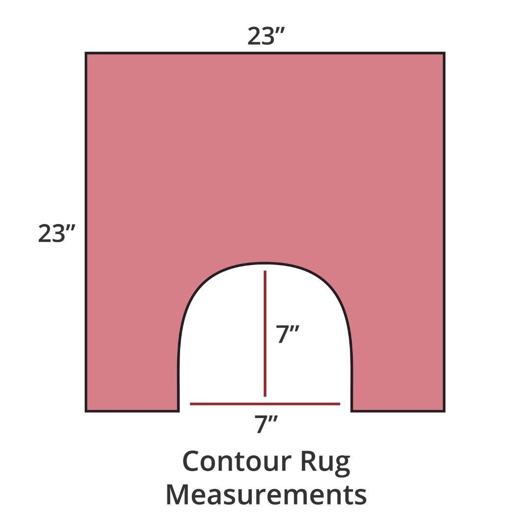 Flamingo contour rug, 23x23, with 7x7 cutout; luxury bath rug inspired by Habidecor Reversible Rug. Contour Rug Measurements.