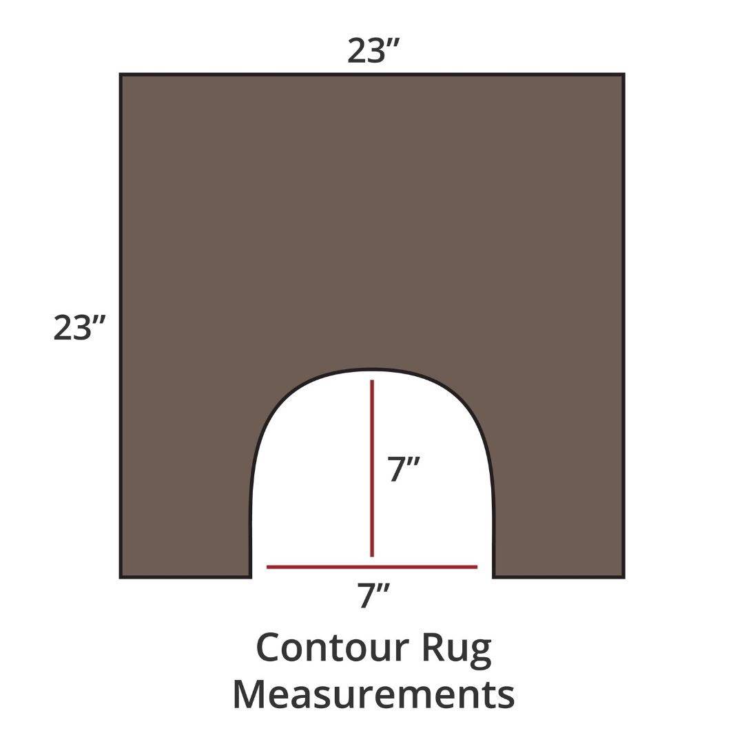 Funghi contour rug, 23x23, with 7x7 cutout; luxury bath rug inspired by Habidecor Reversible Rug. Contour Rug Measurements.