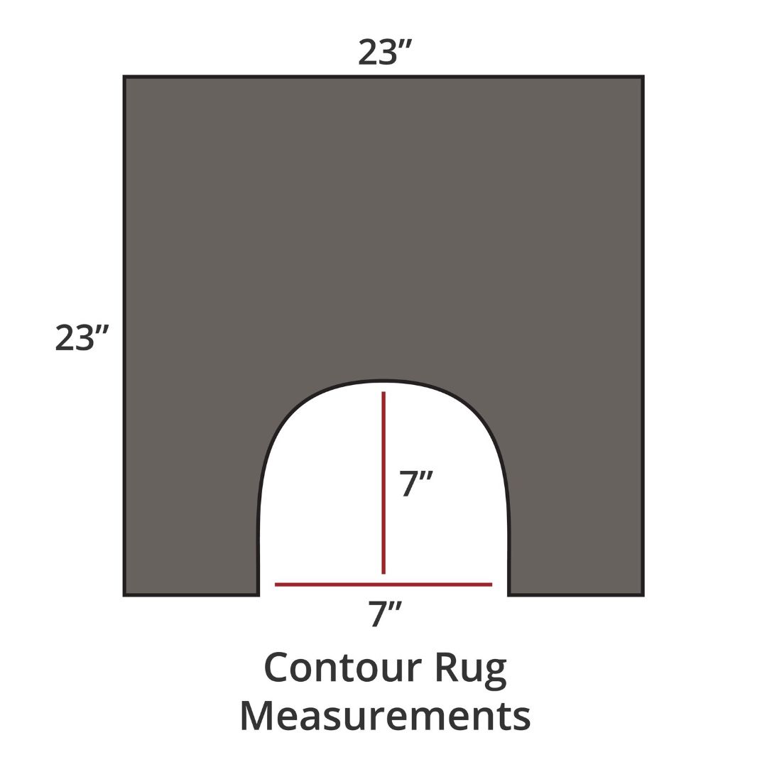 Gris contour rug, 23x23, with 7x7 cutout; luxury bath rug inspired by Habidecor Reversible Rug. Contour Rug Measurements.