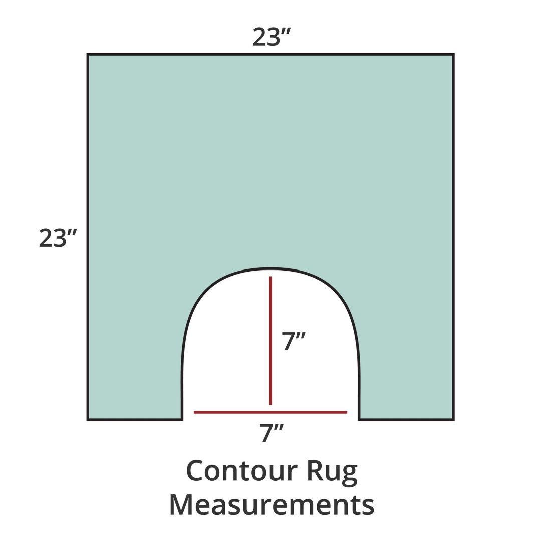 Ice contour rug, 23x23, with 7x7 cutout; luxury bath rug inspired by Habidecor Reversible Rug. Contour Rug Measurements.