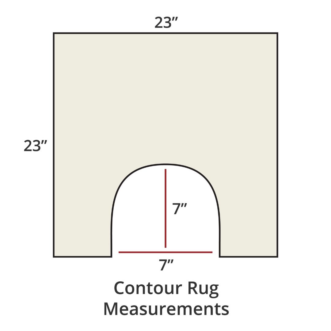 Ivory contour rug, 23x23, with 7x7 cutout; luxury bath rug inspired by Habidecor Reversible Rug. Contour Rug Measurements.