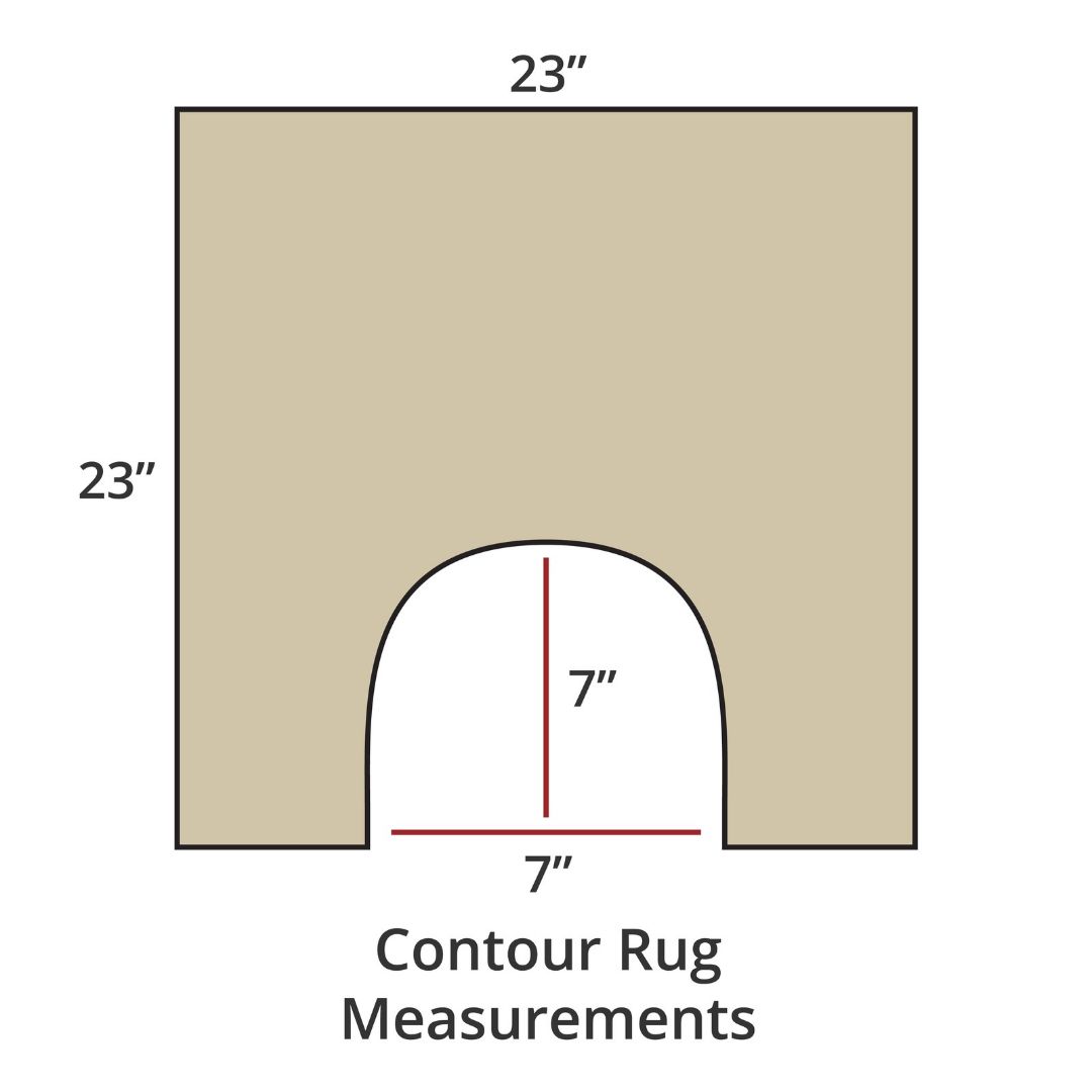 Linen contour rug, 23x23, with 7x7 cutout; luxury bath rug inspired by Habidecor Reversible Rug. Contour Rug Measurements.