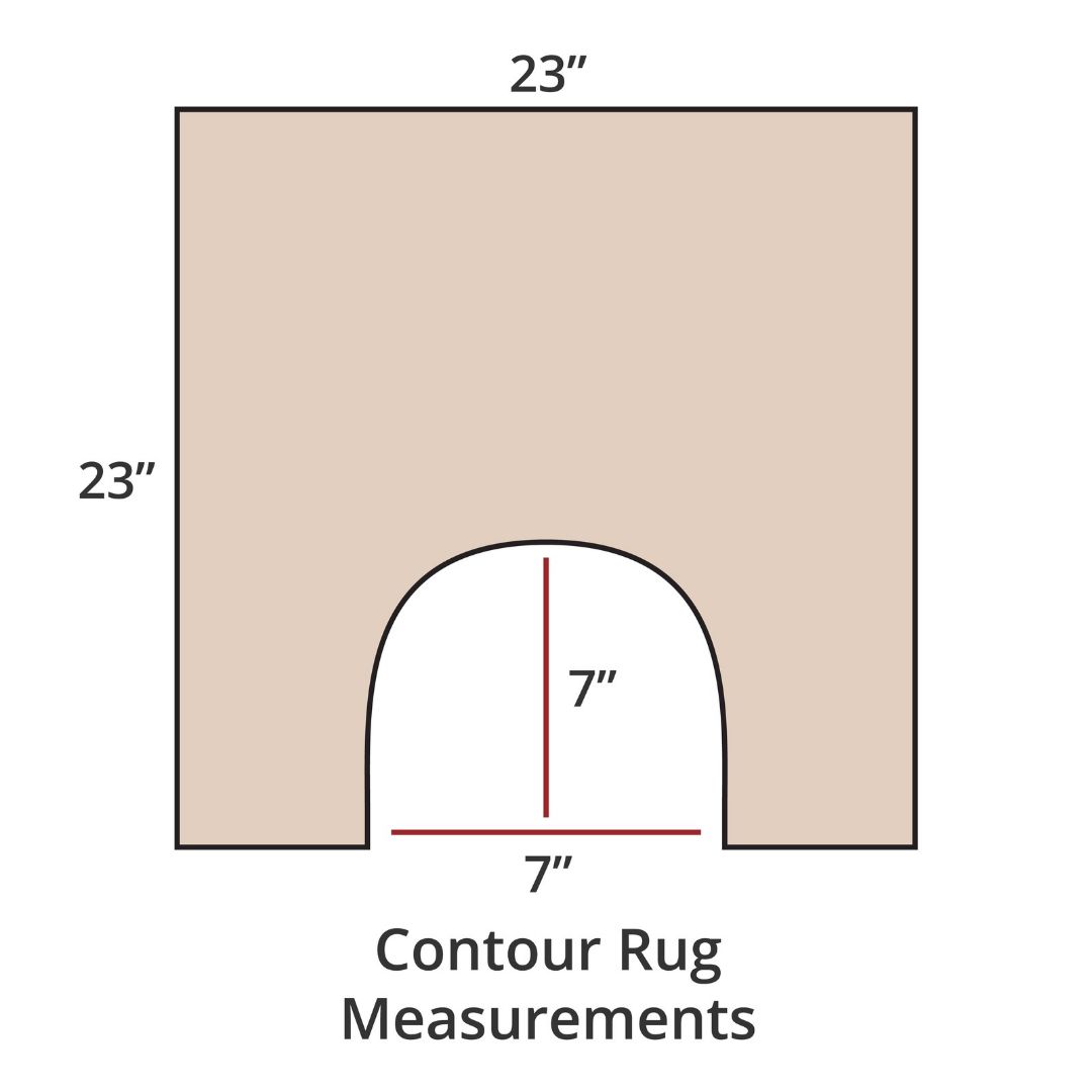 Nude contour rug, 23x23, with 7x7 cutout; luxury bath rug inspired by Habidecor Reversible Rug. Contour Rug Measurements.
