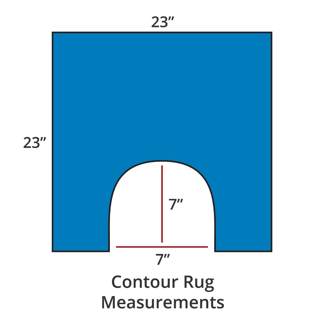 Ocean contour rug, 23x23, with 7x7 cutout; luxury bath rug inspired by Habidecor Reversible Rug. Contour Rug Measurements.