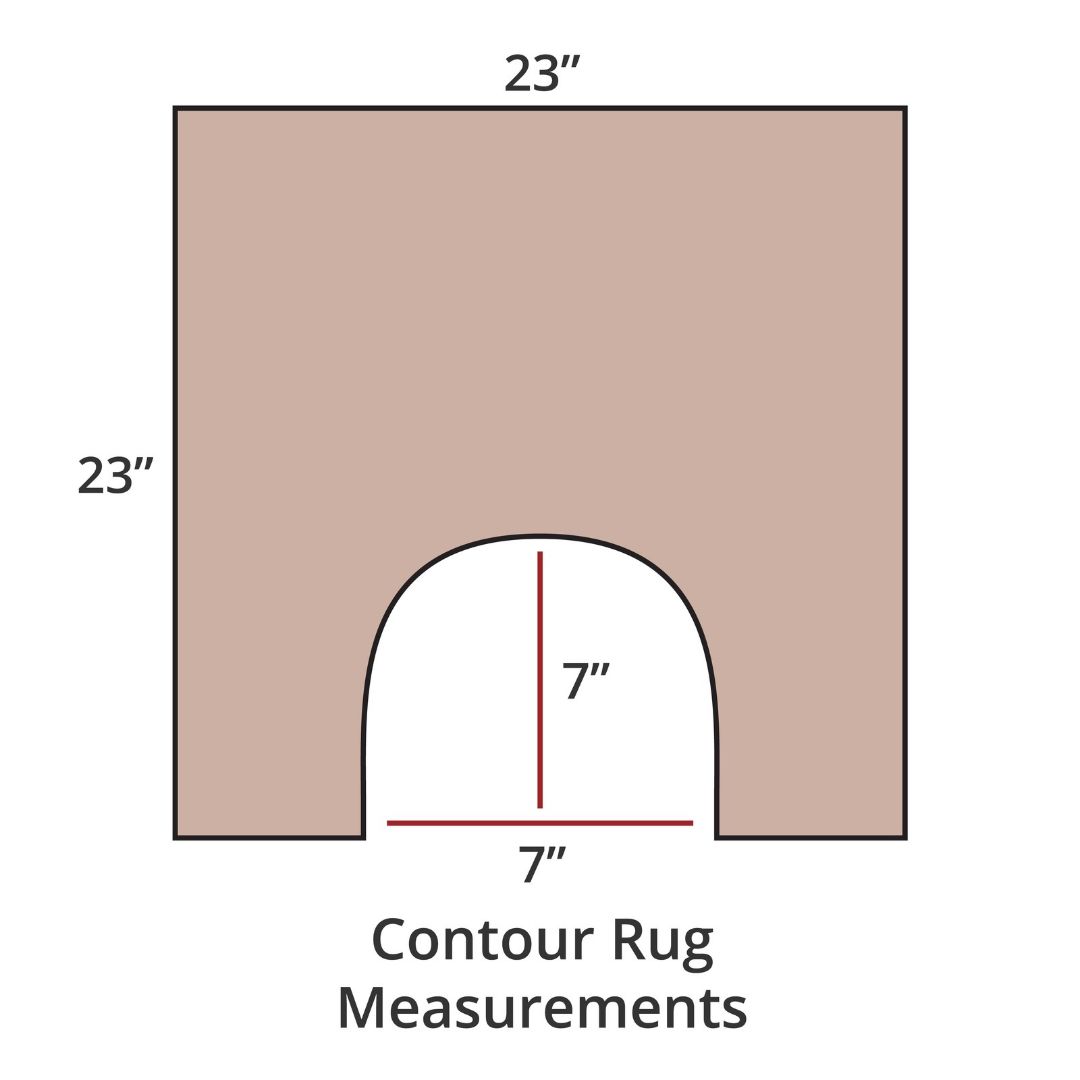 Primrose contour rug, 23x23, with 7x7 cutout; luxury bath rug inspired by Habidecor Reversible Rug. Contour Rug Measurements.