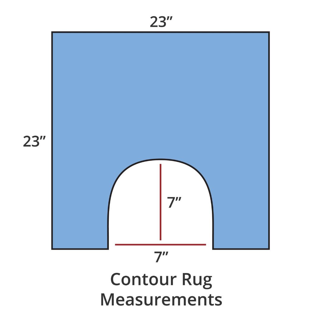 Regatta contour rug, 23x23, with 7x7 cutout; luxury bath rug inspired by Habidecor Reversible Rug. Contour Rug Measurements.