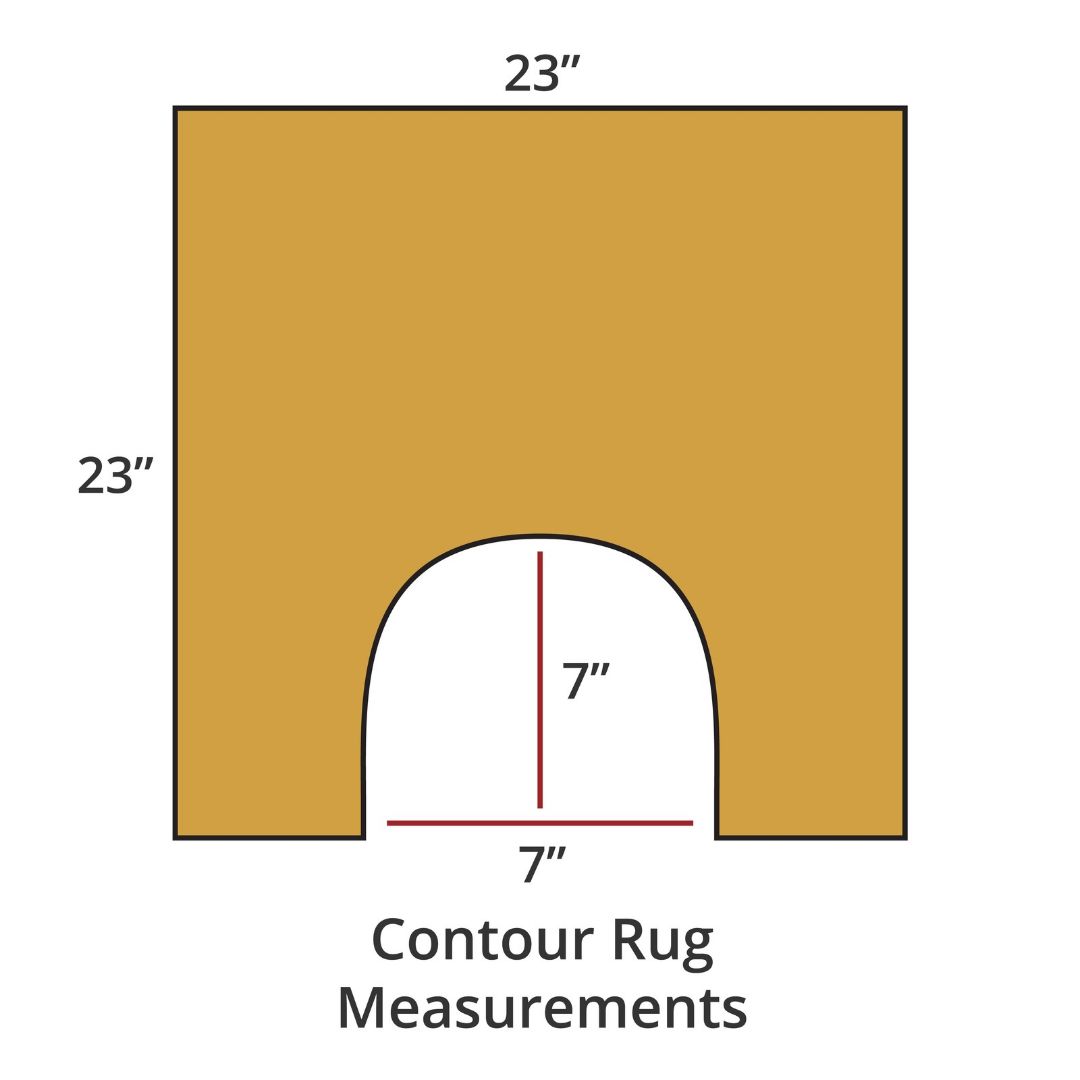 Safran contour rug, 23x23, with 7x7 cutout; luxury bath rug inspired by Habidecor Reversible Rug. Contour Rug Measurements.