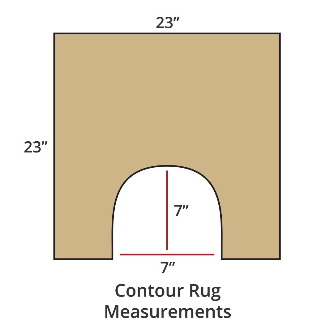 Sand contour rug, 23x23, with 7x7 cutout; luxury bath rug inspired by Habidecor Reversible Rug. Contour Rug Measurements.
