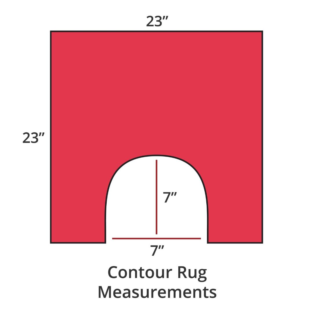 Viva Magenta contour rug, 23x23, with 7x7 cutout; luxury bath rug inspired by Habidecor Reversible Rug. Contour Rug Measurements.