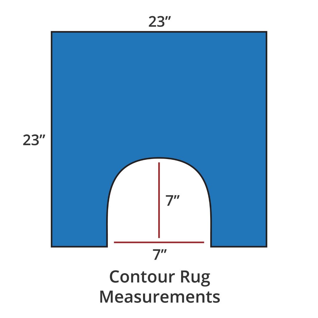 Zanzibar contour rug, 23x23, with 7x7 cutout; luxury bath rug inspired by Habidecor Reversible Rug. Contour Rug Measurements.