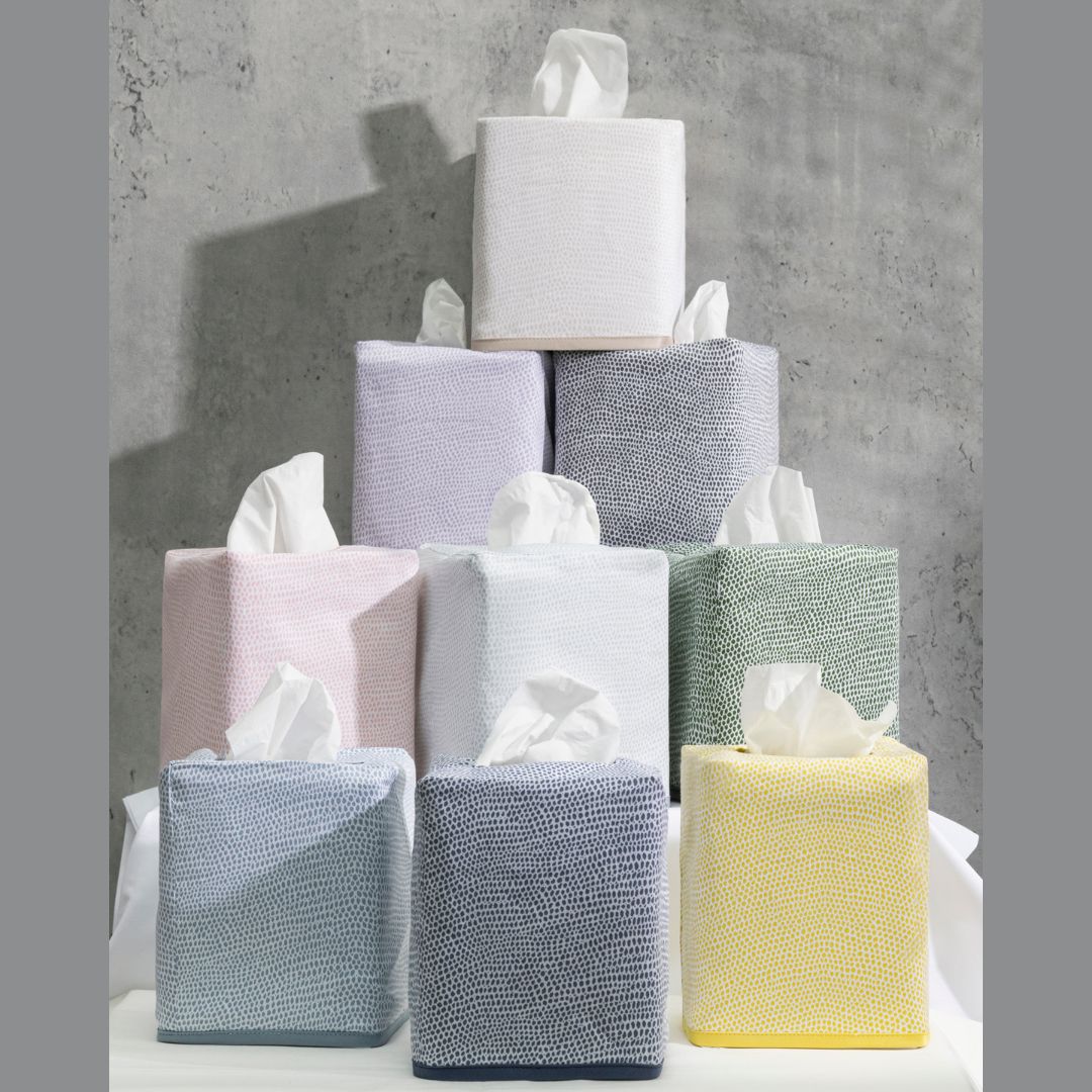 Matouk Jasper Tissue Box Covers - all 2025 colors - lifestyle image