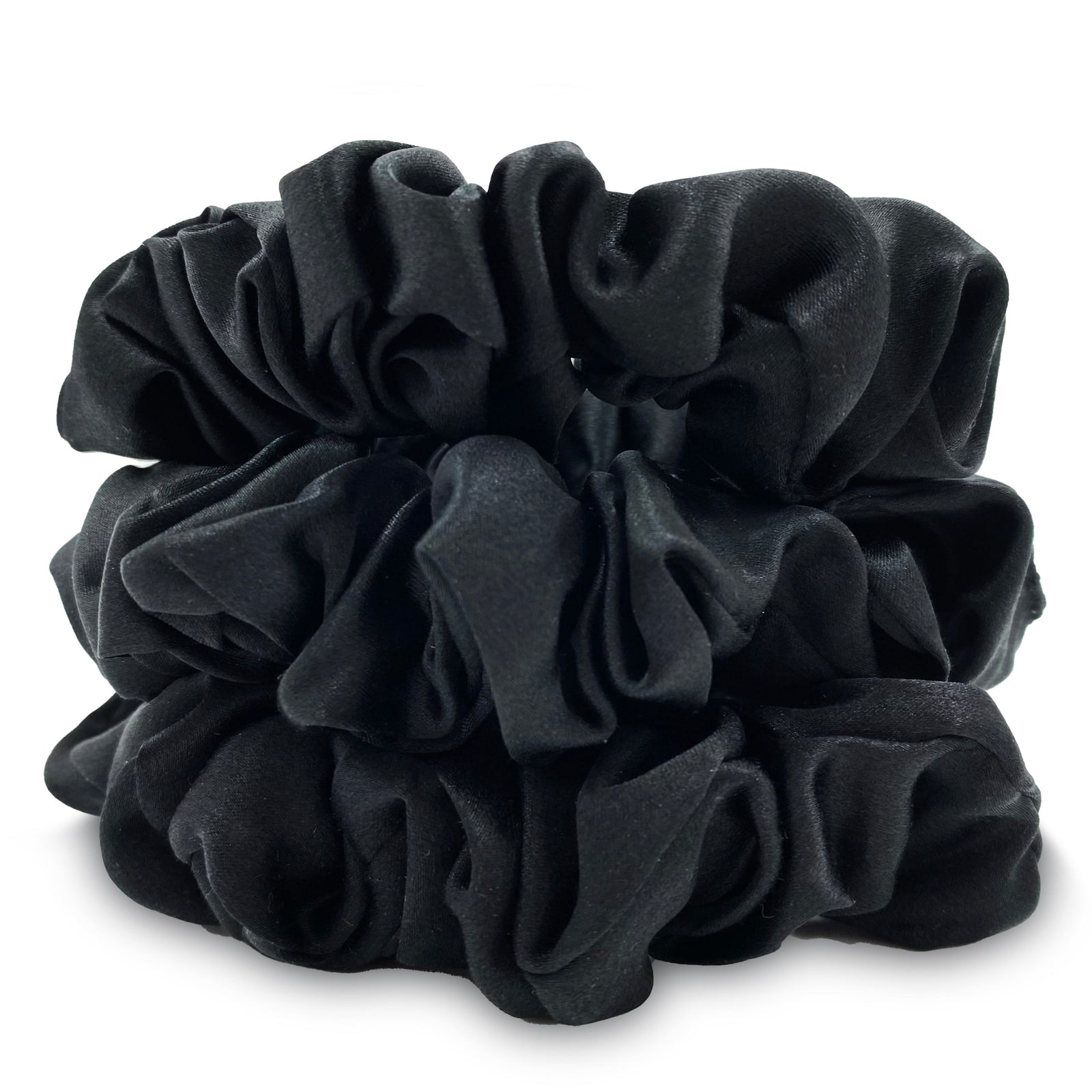  Mulberry Park Silks Silk Scrunchies - Midnight Black - Pure Mulberry Silk Top