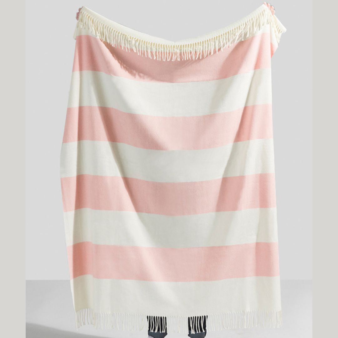 Lands Downunder Rugby Stripe Throw - Blush - held image