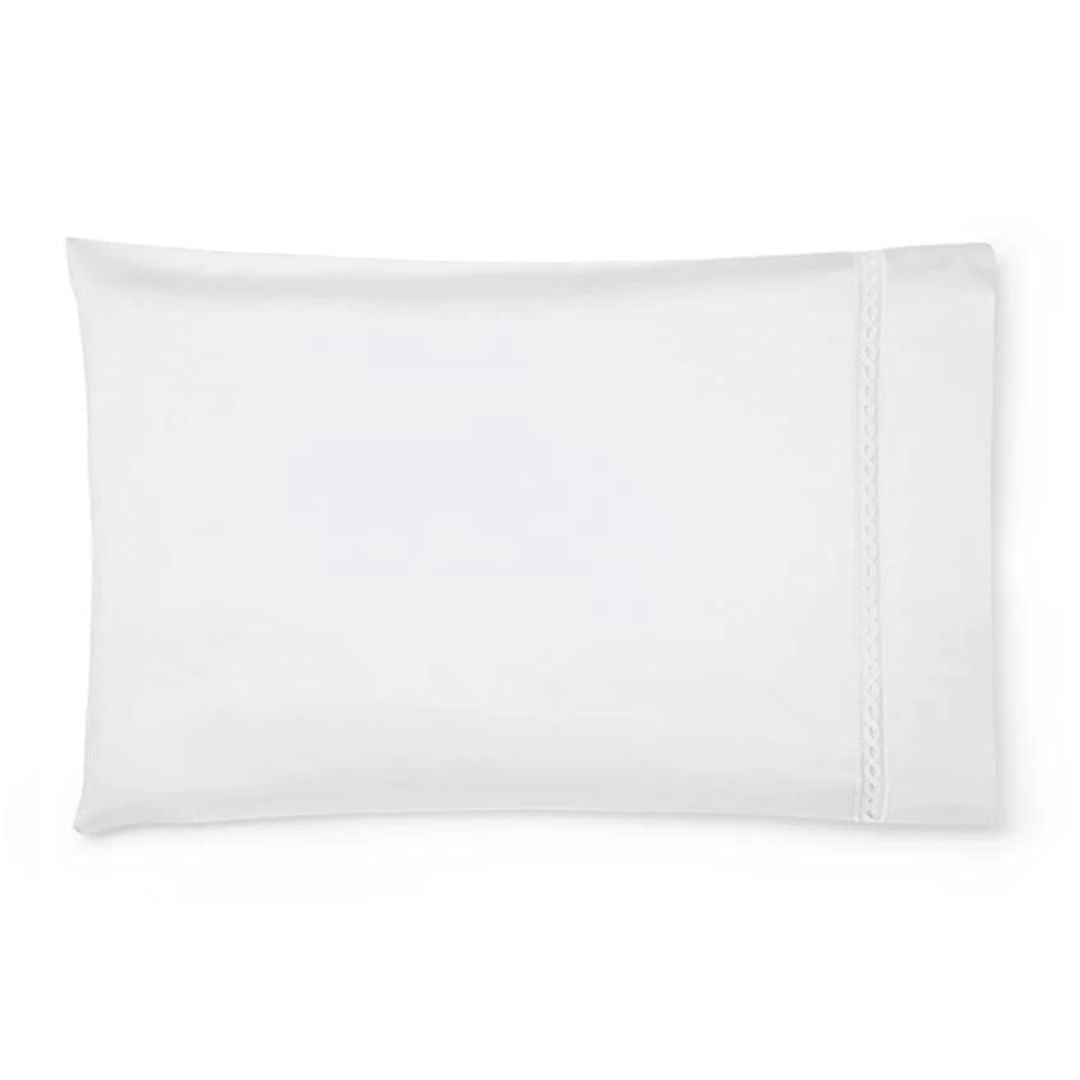 A plain white pillow with a decorative stitched border, perfect for pairing with Sferra Millesimo bedding.
