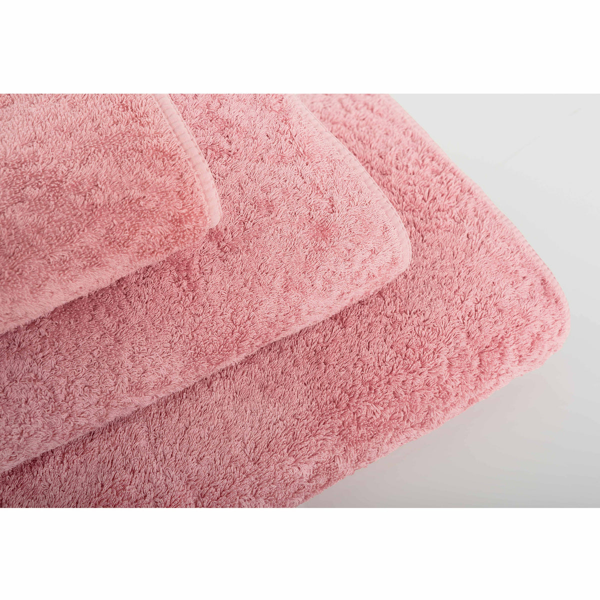 Graccioza Long Double Loop Bath Towels Top Stack Blush Fine Linens