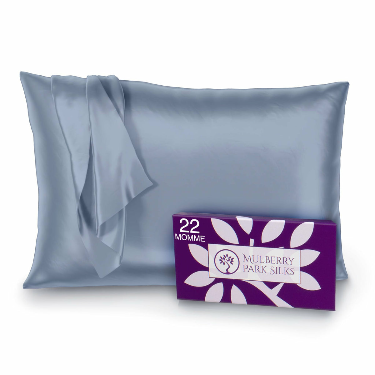 Mulberry Park Silks Deluxe 22 Momme Pure Silk Pillowcase Main Steel Blue Fine Linens