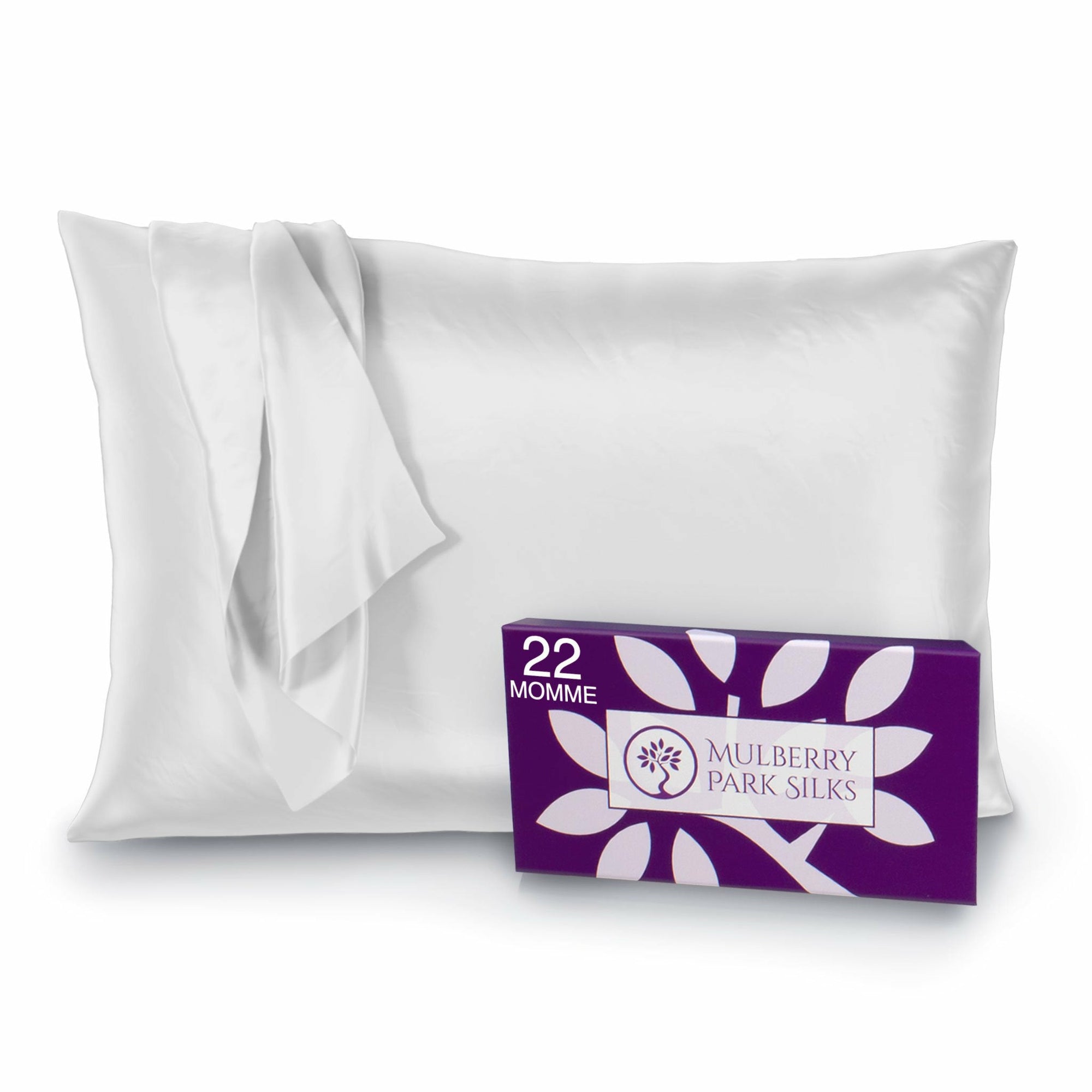 Mulberry Park Silks Deluxe 22 Momme Pure Silk Pillowcase Main White Fine Linens
