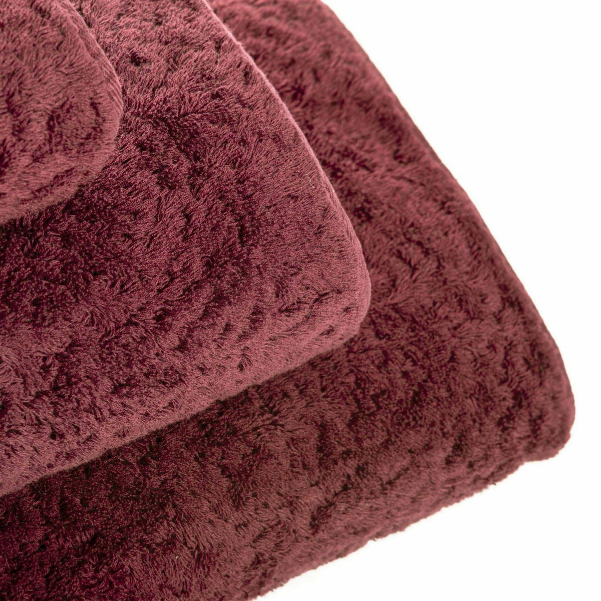 Graccioza Egoist Bath Towels Top Stack Bordeaux Fine Linens