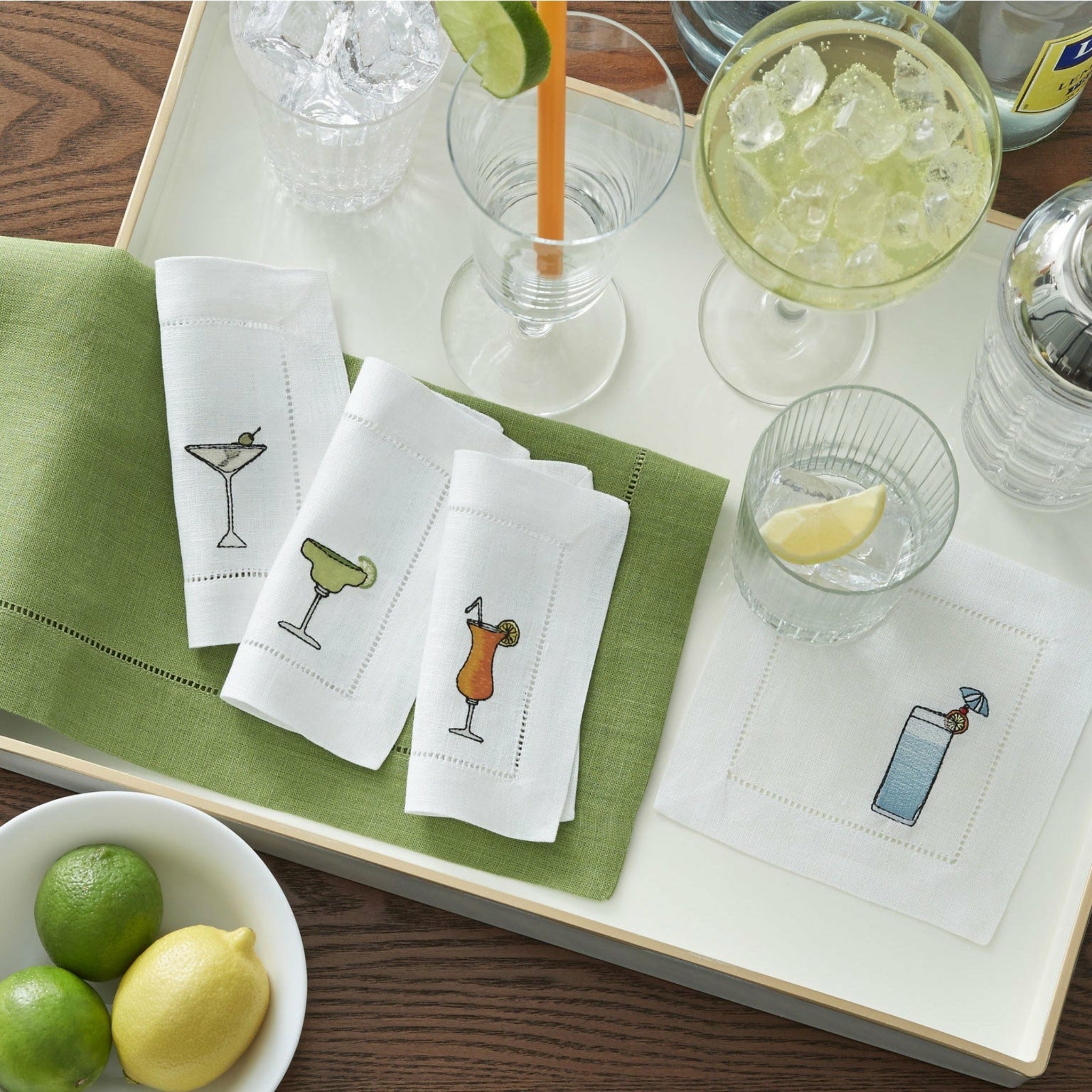 Bug embroidered cocktail napkins, set of 6