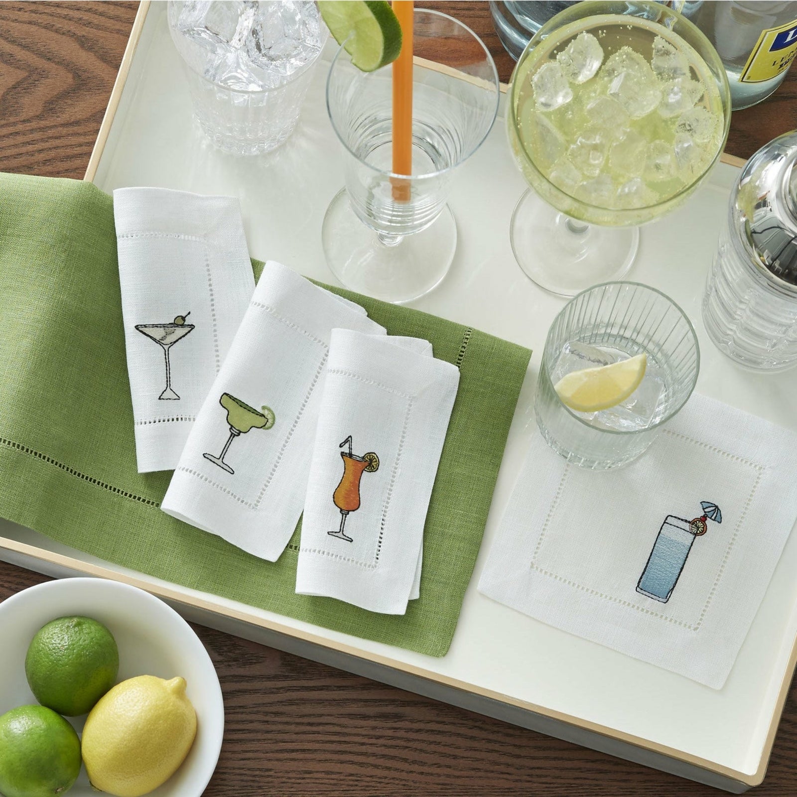 Sferra Bevande Embroidered Cocktail Napkins Fine Linens