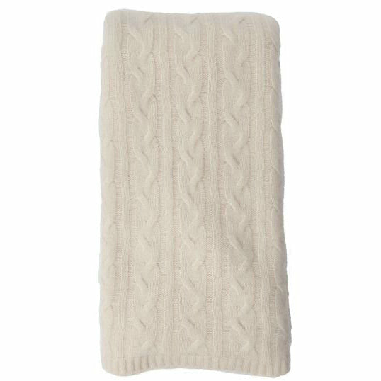 Alashan 100% Cashmere Cozy Cable Knit Throw - Snow