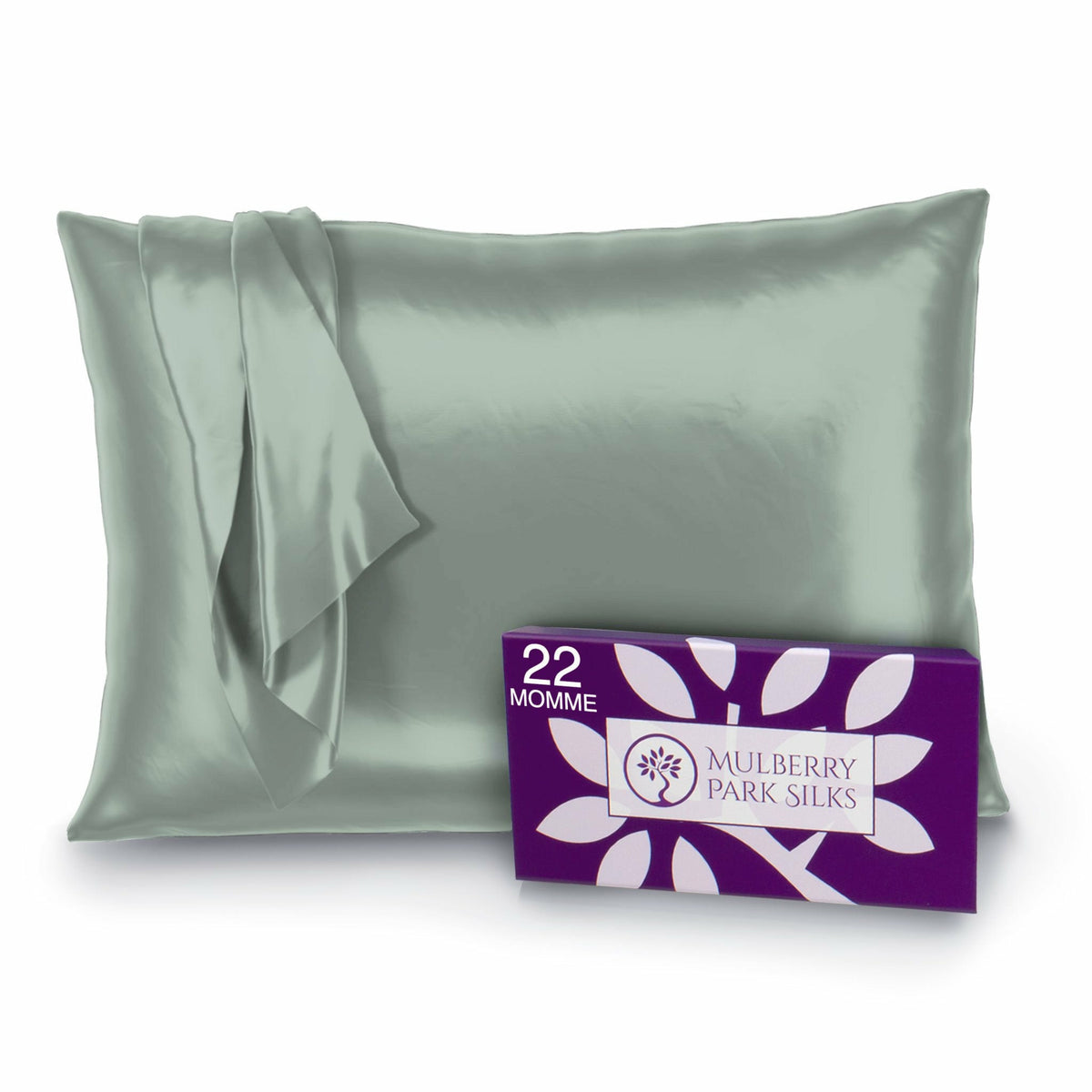 Mulberry Park Silks Deluxe 22 Momme Pure Silk Pillowcase Main Sage Fine Linens