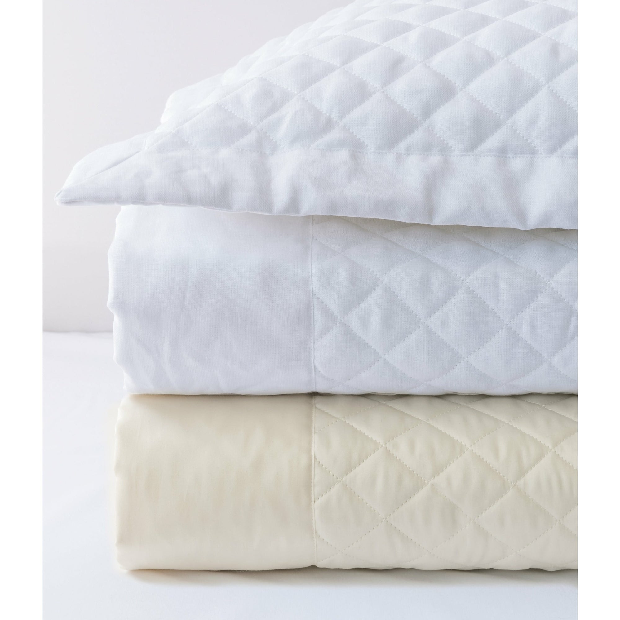 BOVI Simply Sateen Coverlets Stack White Fine Linens