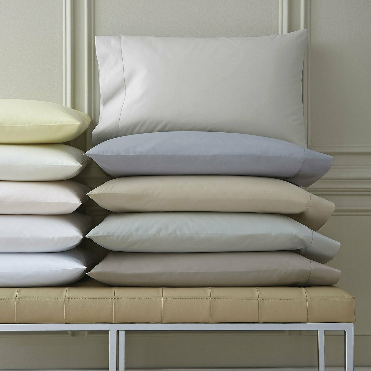 Sferra Celeste Pillowcase Colors Stack White Fine Linens 